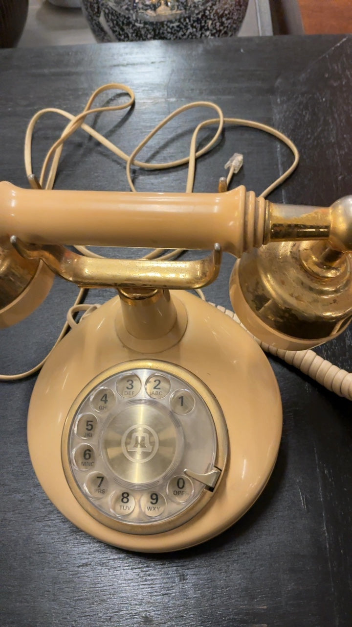 Vintage Rotary Style Push-Button Telephone Blue w/ Flash Redial