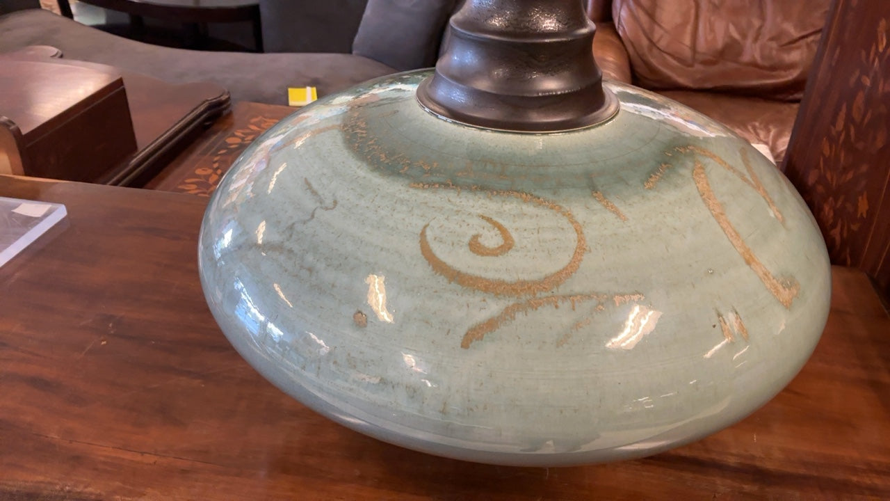 Celadon Studio Pottery Vessel Approx 16x20in