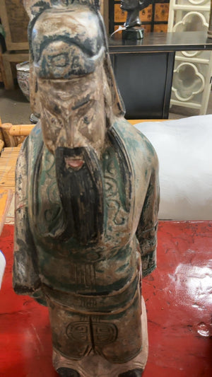 Chinese Scholar Carved Wood Figure 16" Made In Thailand