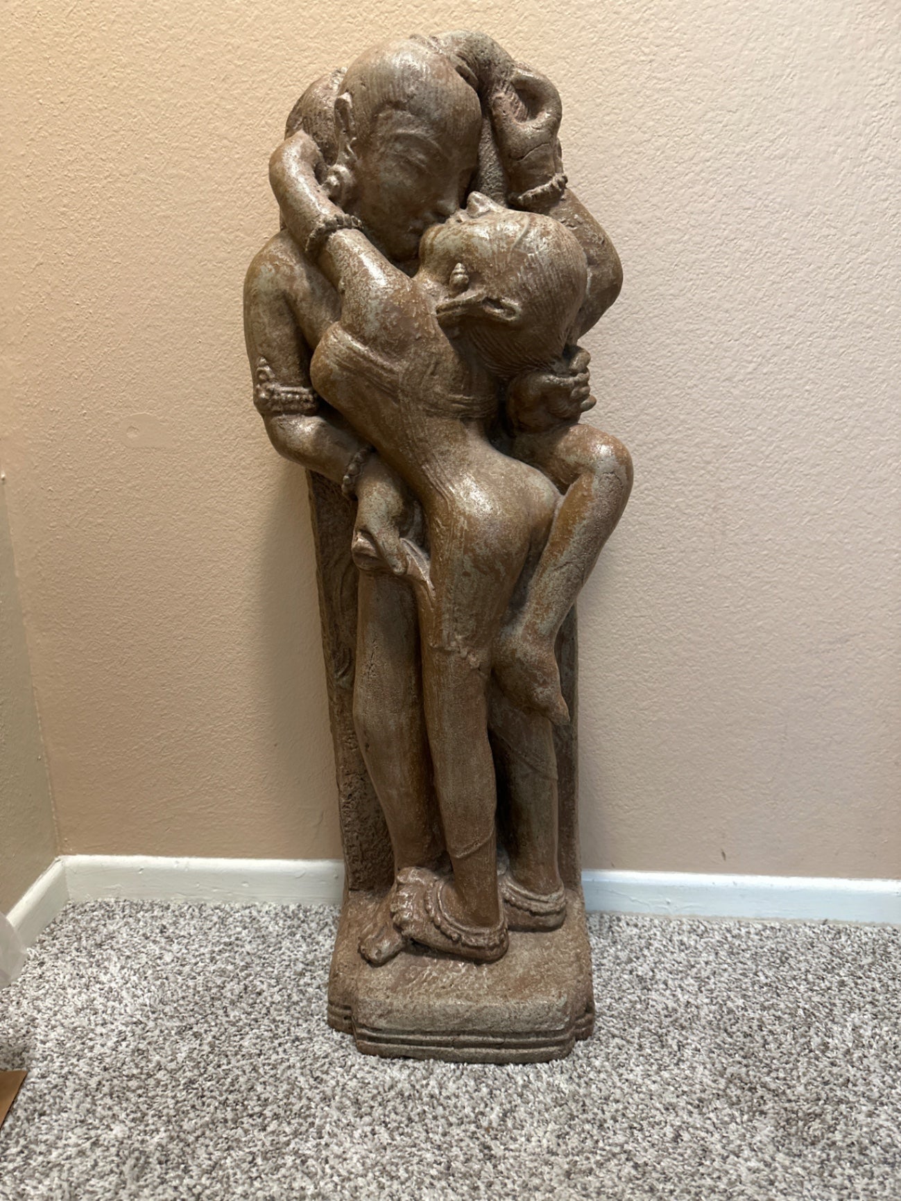 Large Indian Temple Lovers Stone Style Sculpture