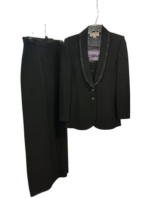 St. John Evening by Marie Gray Black Skirt & Blazer Size 6