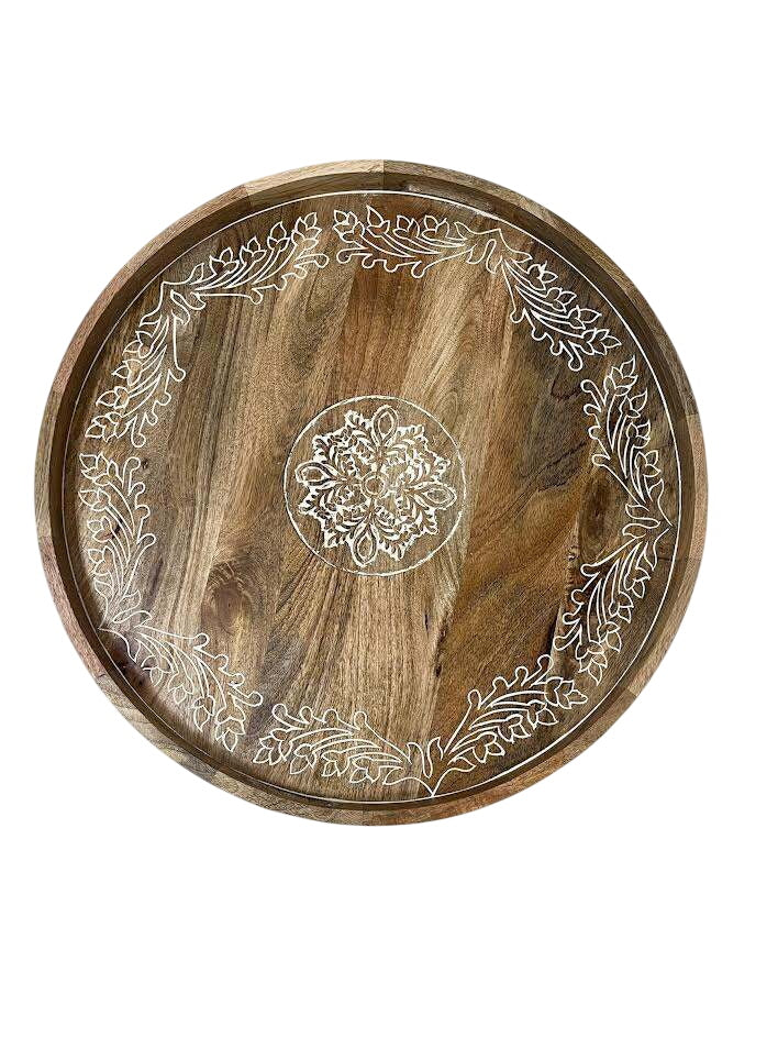 Pier 1 Carved Wood Serving Tray Approx 30in