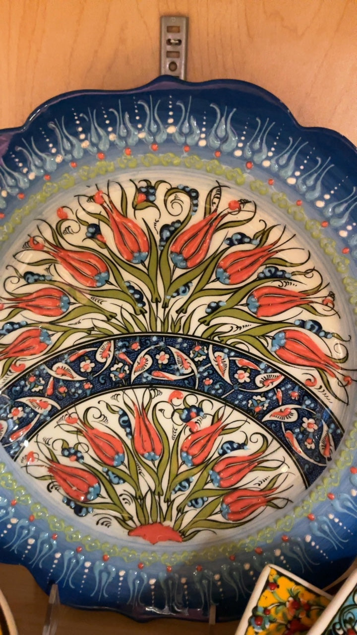 Hand Painted Turkish Tulip Plate Approx 12in