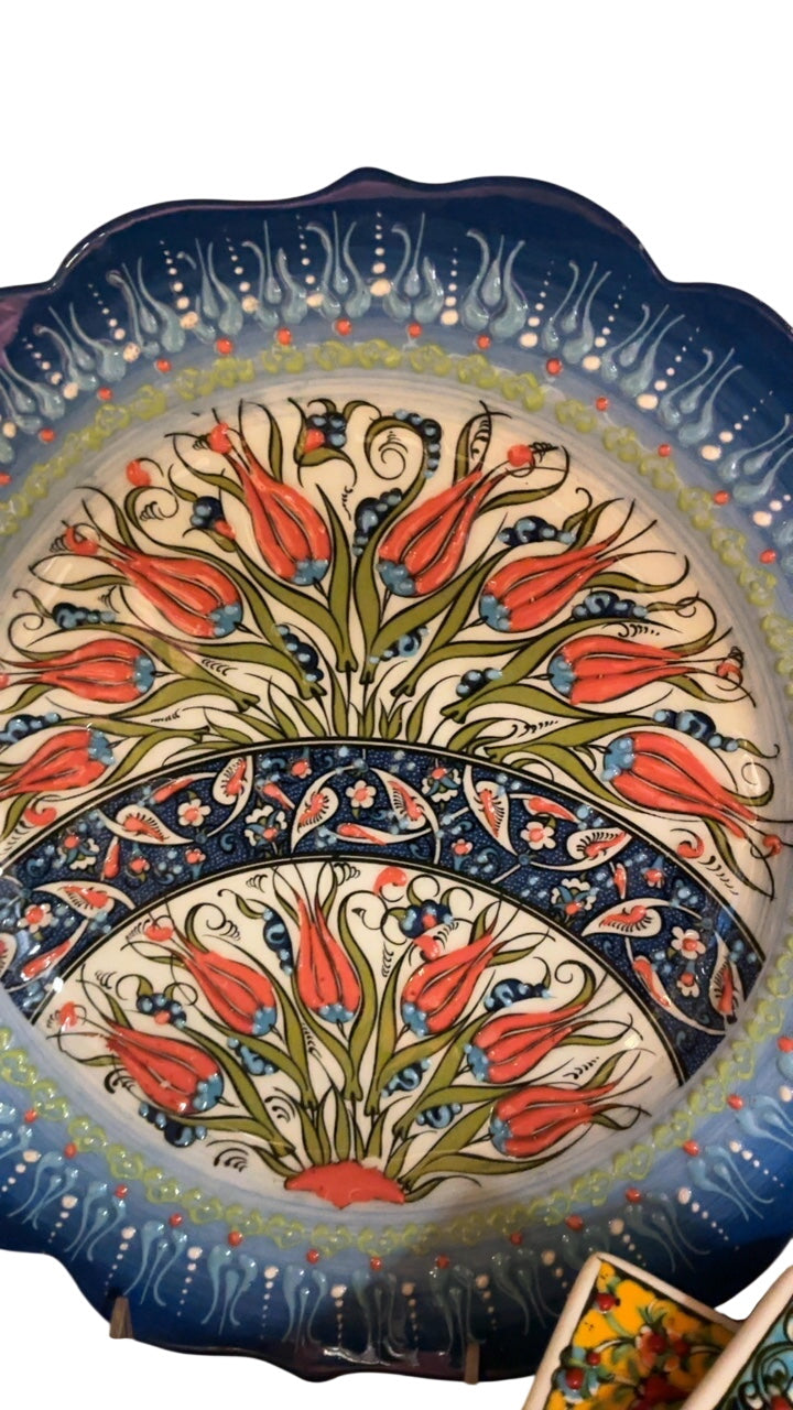 Hand Painted Turkish Tulip Plate Approx 12in