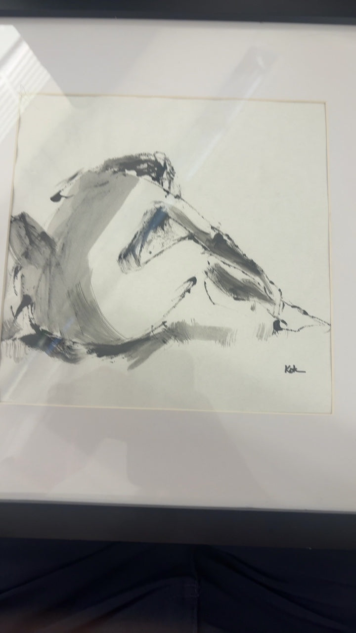Onno Kok, drawing nude #2 female side Signed