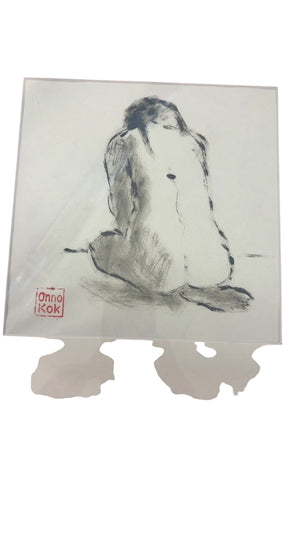 Onno Kok Water Color "Seated Nude #1 With Chop" 12x12