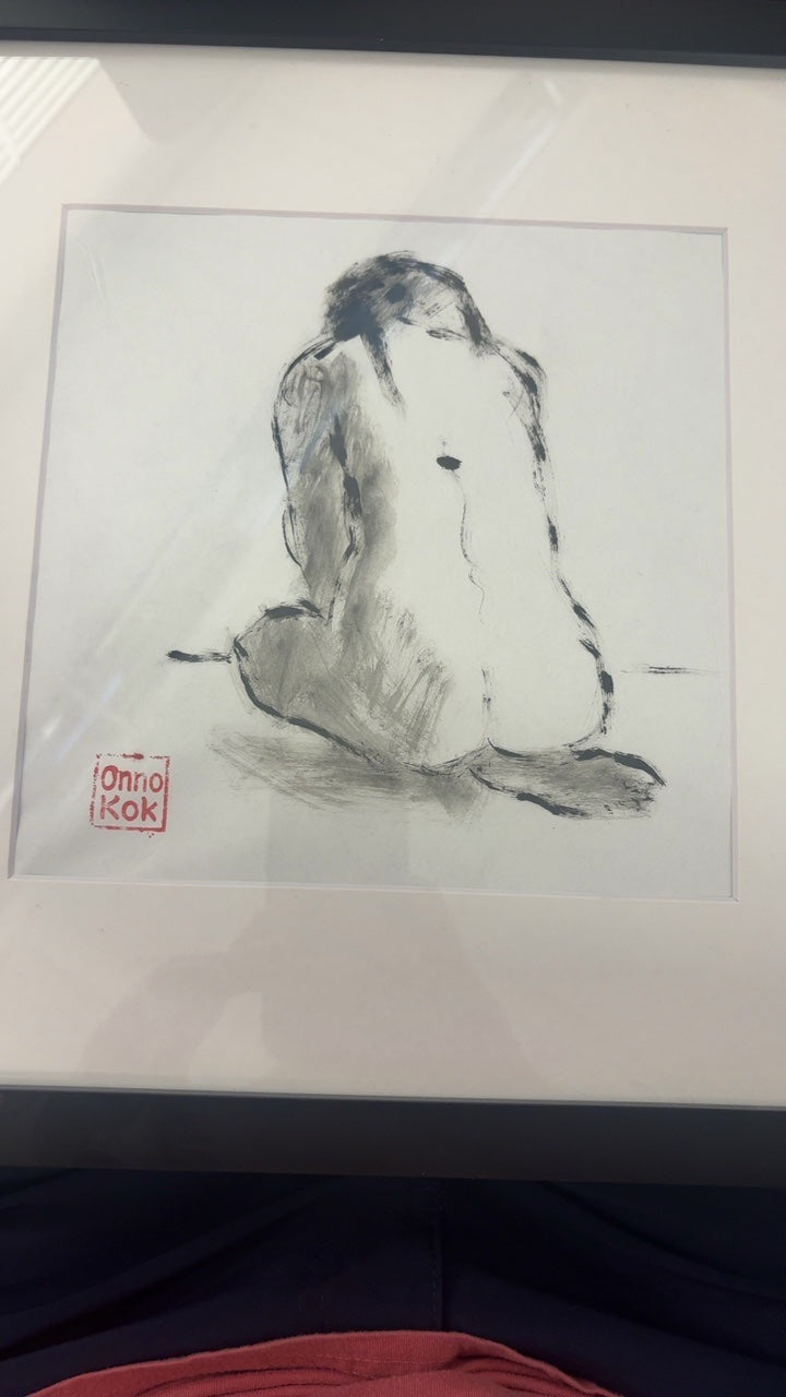 Onno Kok Water Color "Seated Nude #1 With Chop" 12x12