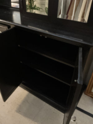 Black Breakfront With Beveled Mirror Doors