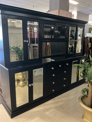 Black Breakfront With Beveled Mirror Doors