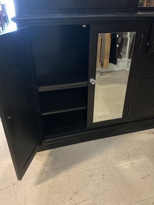 Black Breakfront With Beveled Mirror Doors