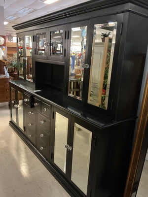 Black Breakfront With Beveled Mirror Doors