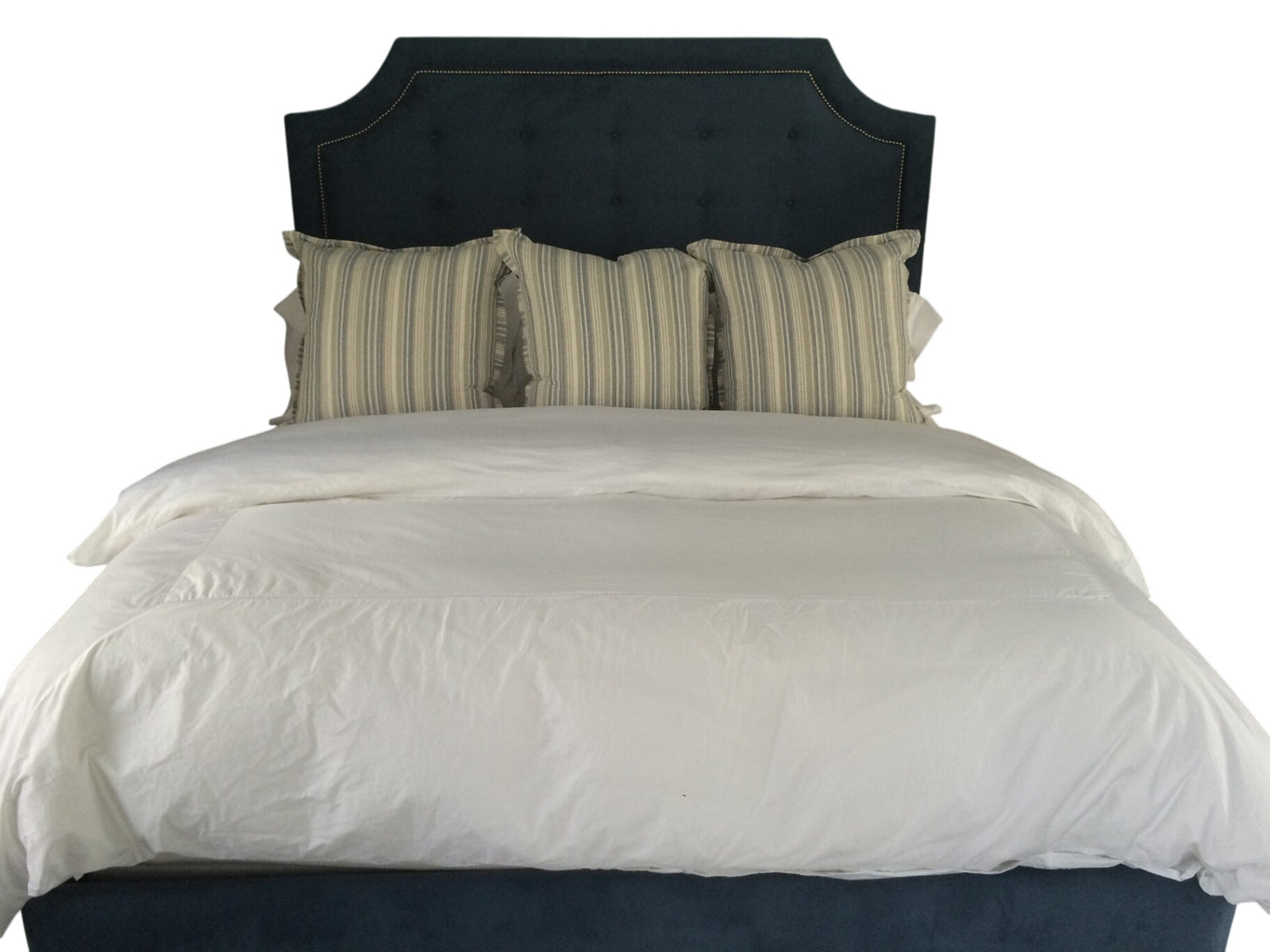 Custom Nailhead Upholstered Headboard and Bed Frame