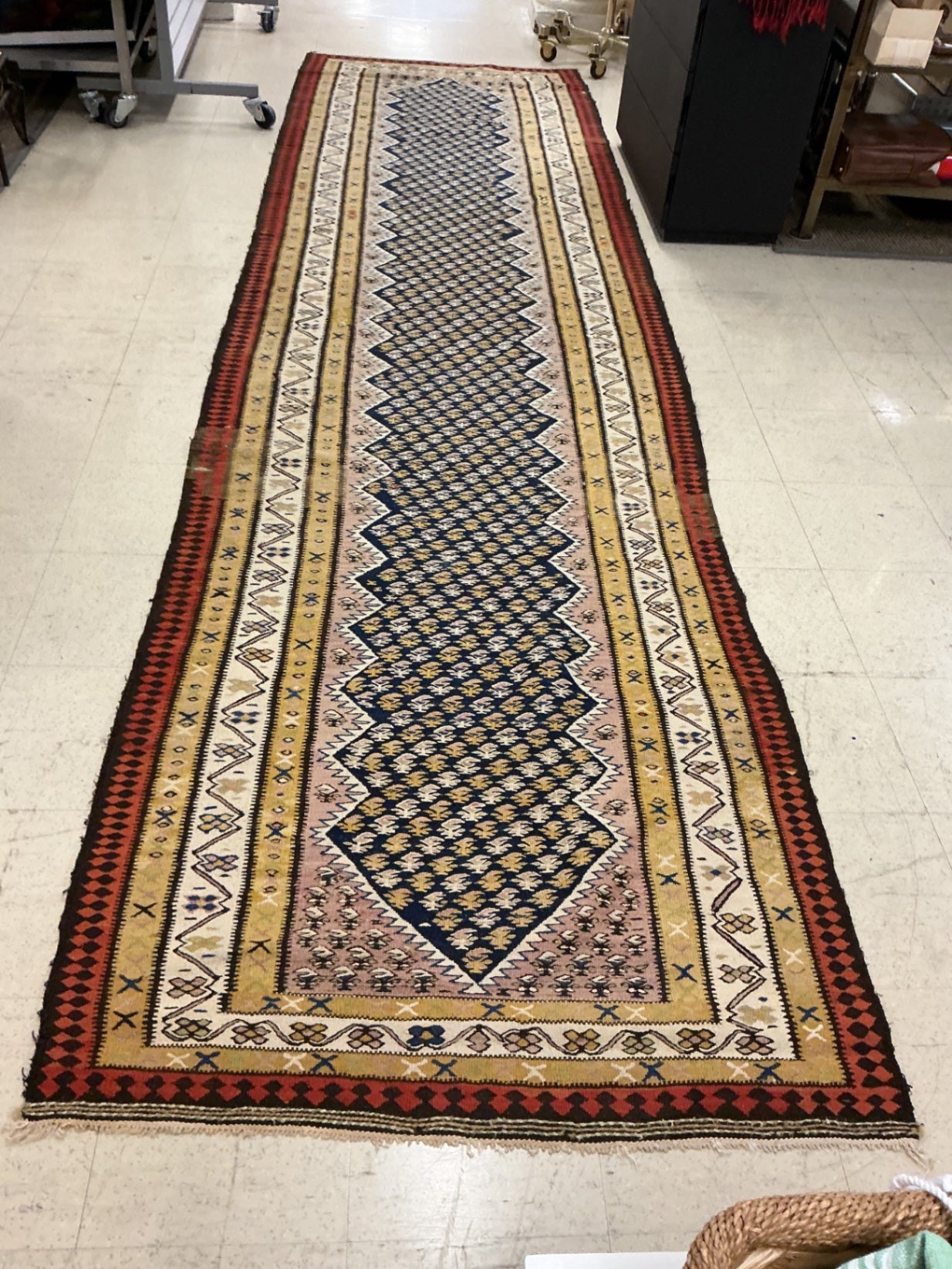 Persian Tribal Kilim Runner Rug 14' x3'.5