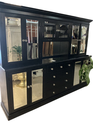 Black Breakfront With Beveled Mirror Doors