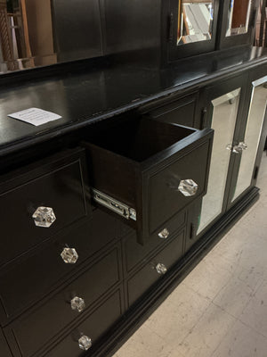 Black Breakfront With Beveled Mirror Doors