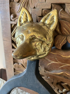 Vintage Cast Iron Brass Foxes (pair)