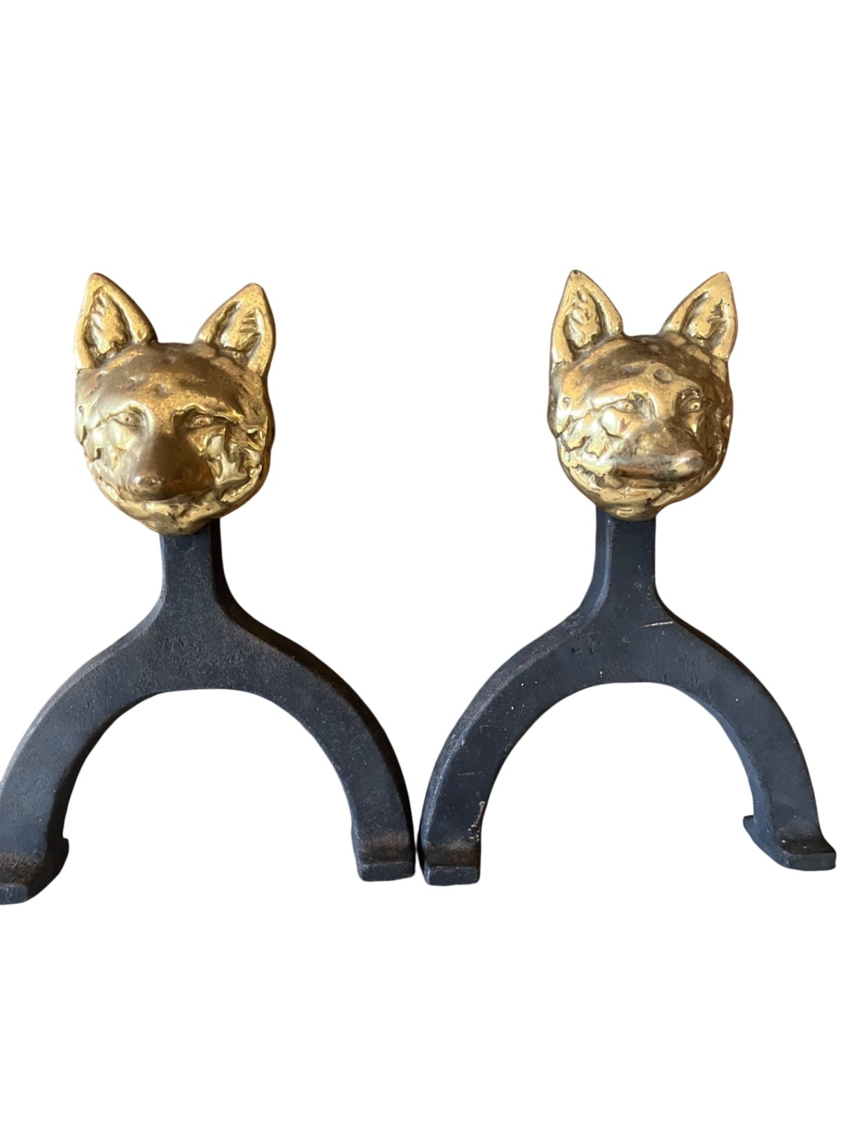 Vintage Cast Iron Brass Foxes (pair)