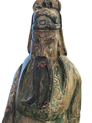 Chinese Scholar Carved Wood Figure 16" Made In Thailand