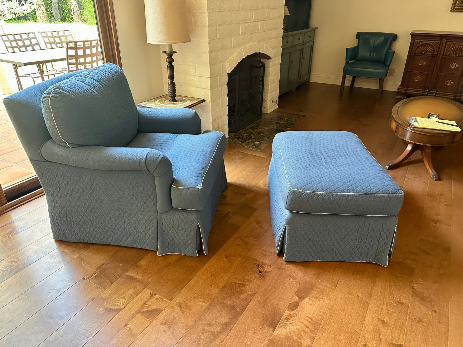 Down Skirted Chair & Ottoman