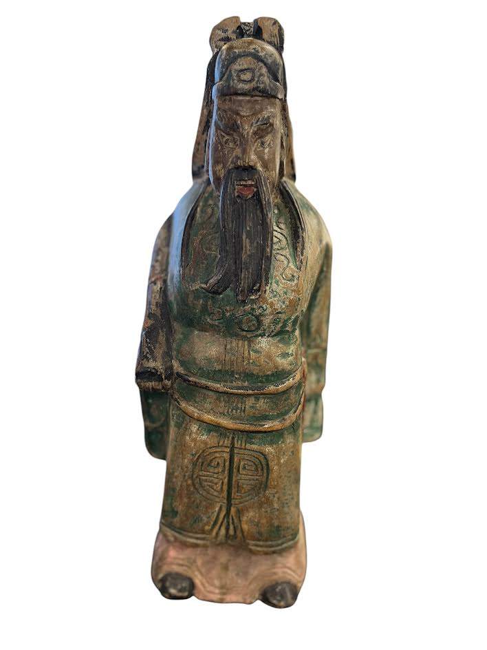 Chinese Scholar Carved Wood Figure 16" Made In Thailand