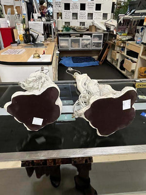 JOHN DICKINSON STYLE PLASTER TREE TRUNK LAMPS (Pair) With New Shades
