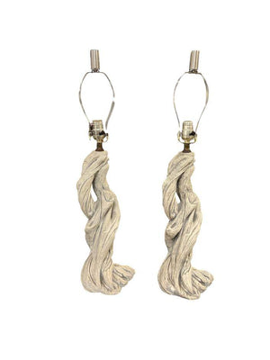 JOHN DICKINSON STYLE PLASTER TREE TRUNK LAMPS (Pair) With New Shades