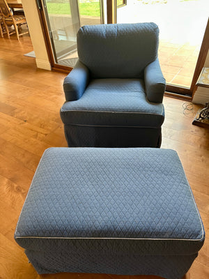 Down Skirted Chair & Ottoman