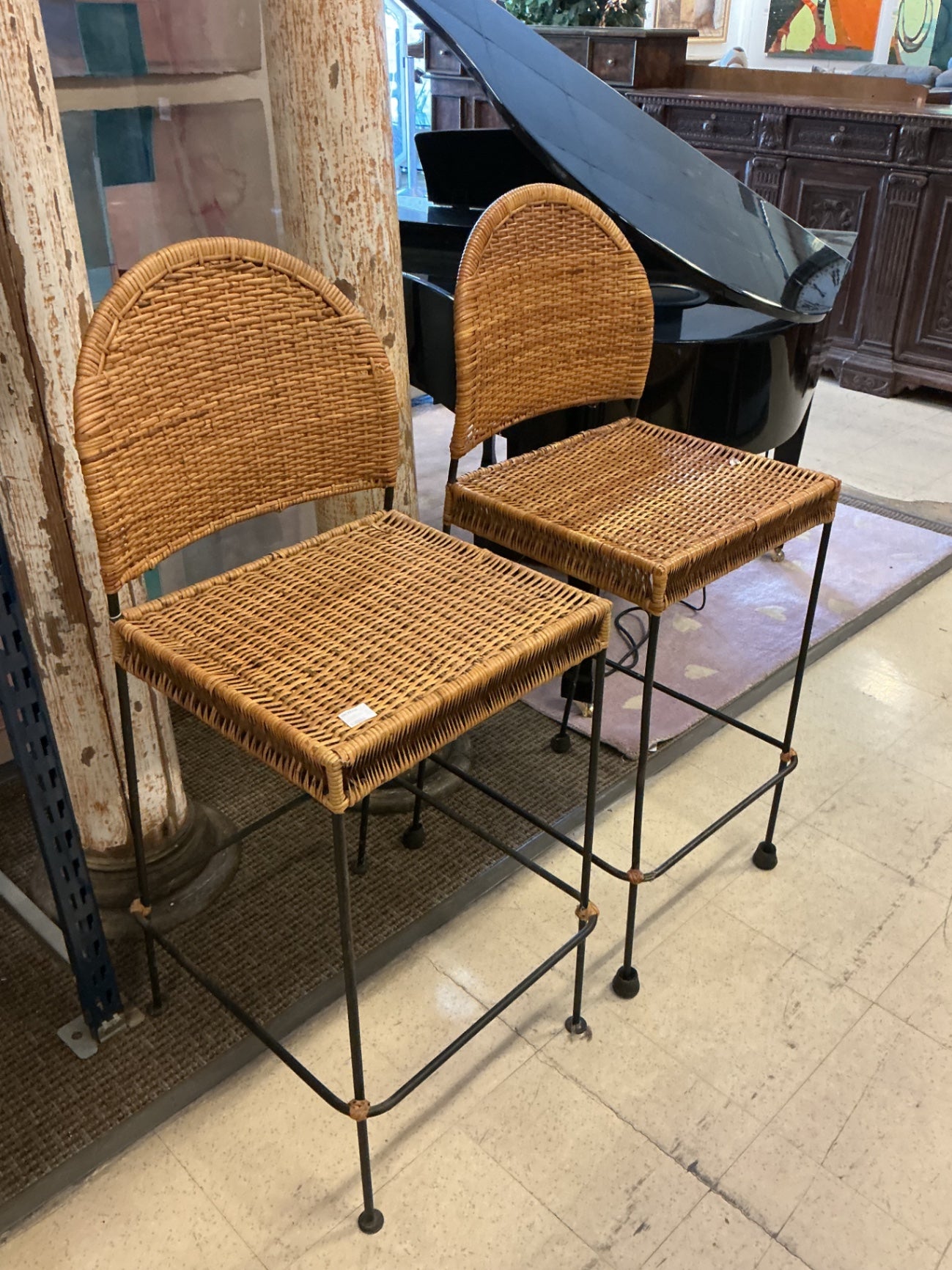 Wicker Barstools (pair)