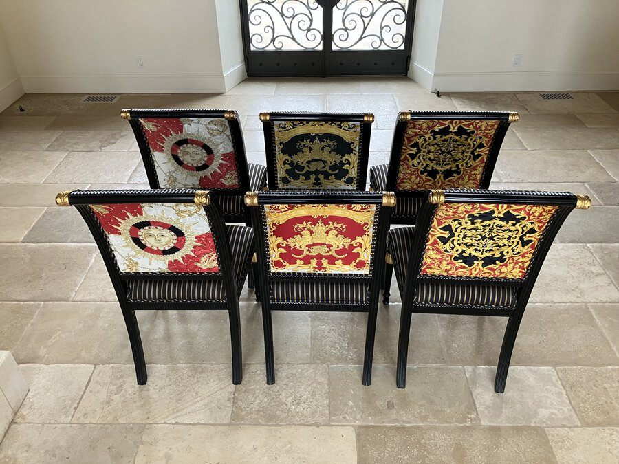 Hollywood Regency Versace Style Side Chairs (set of 6)
