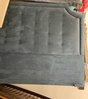 Custom Nailhead Upholstered Headboard and Bed Frame
