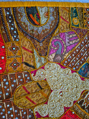Indian Tapestry Beaded Wall Hanging 60" Long, 40" Wide