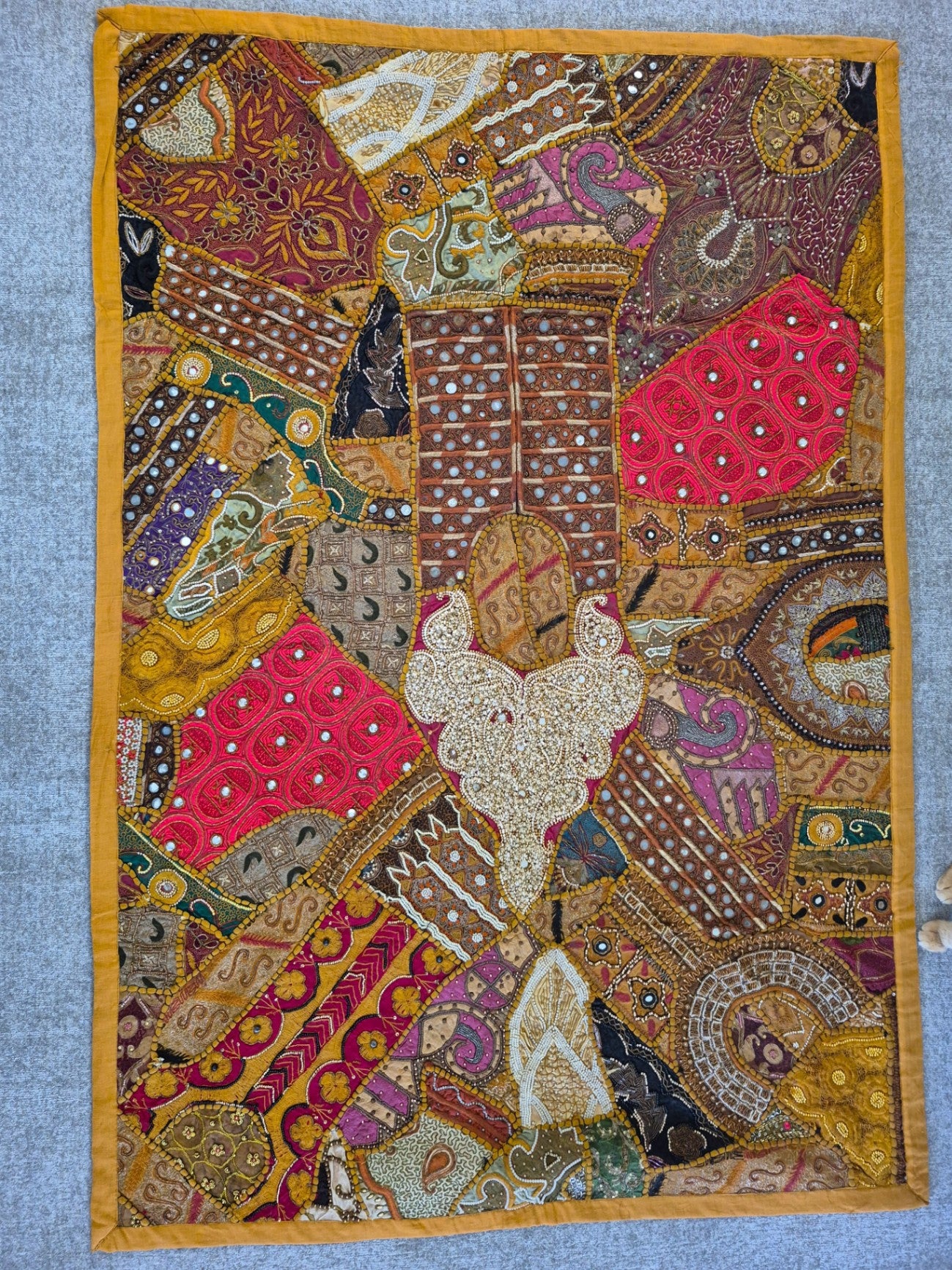 Indian Tapestry Beaded Wall Hanging 60" Long, 40" Wide