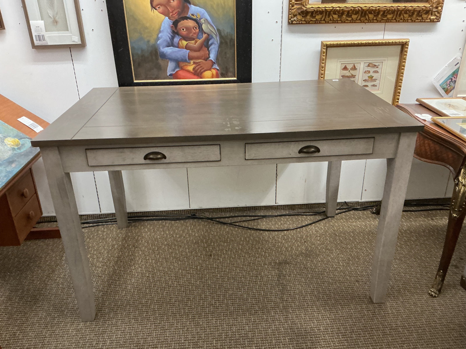 Counter High Desk or Table With Drawers