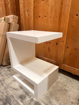 White 'S' Shape Side Table