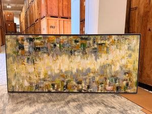 Abstract painting with silver frame 86w x 39h x 1.5d