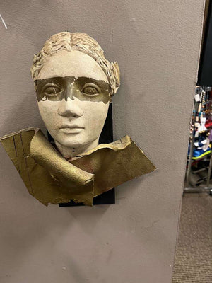 Athena Inspired Greek Neoclassical Mixed Media Wall Sculpture Santorini Greece 1991 13"x14"