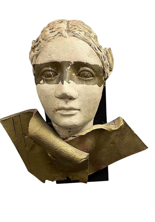 Athena Inspired Greek Neoclassical Mixed Media Wall Sculpture Santorini Greece 1991 13"x14"