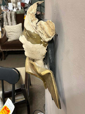 Athena Inspired Greek Neoclassical Mixed Media Wall Sculpture Santorini Greece 1991 13"x14"
