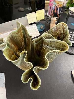 Burt Signed American Studio Pottery Folded Sculptural Vase 14.5"