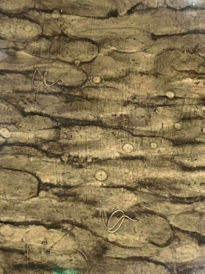 Olive Green Oversized Trumpet Neck Fossilized Tree Bark Pattern Metal Floor Vase 71 x 22