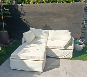 Chicory Modular Outdoor Washable 2-Seater Sectional & Ottoman Sofa: 68.5" W x 36" H x34" D