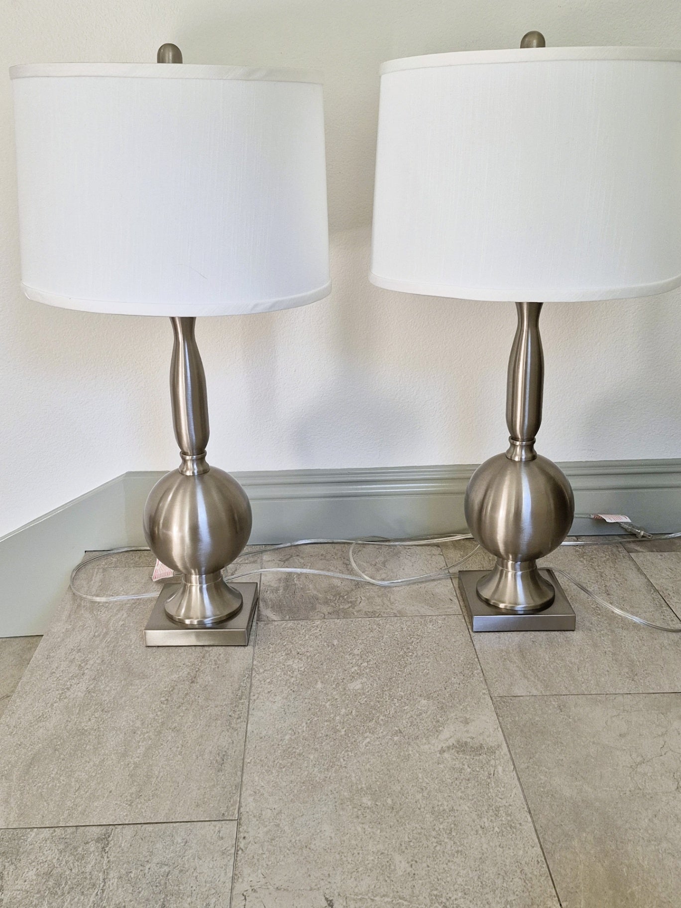 2 Silver-Toned Lamps (set of 2)