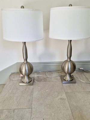 2 Silver-Toned Lamps (set of 2)