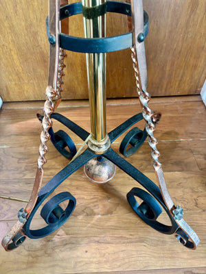 Wrought Iron Brass & Copper Floor Lamp  62" H