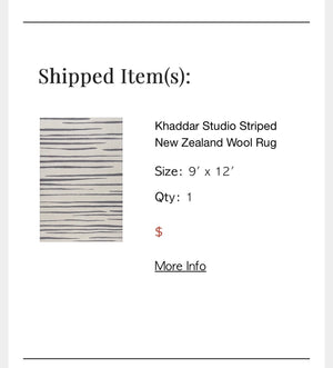 Khaddar Studio Striped New Zealand Wool Rug  9'x12'