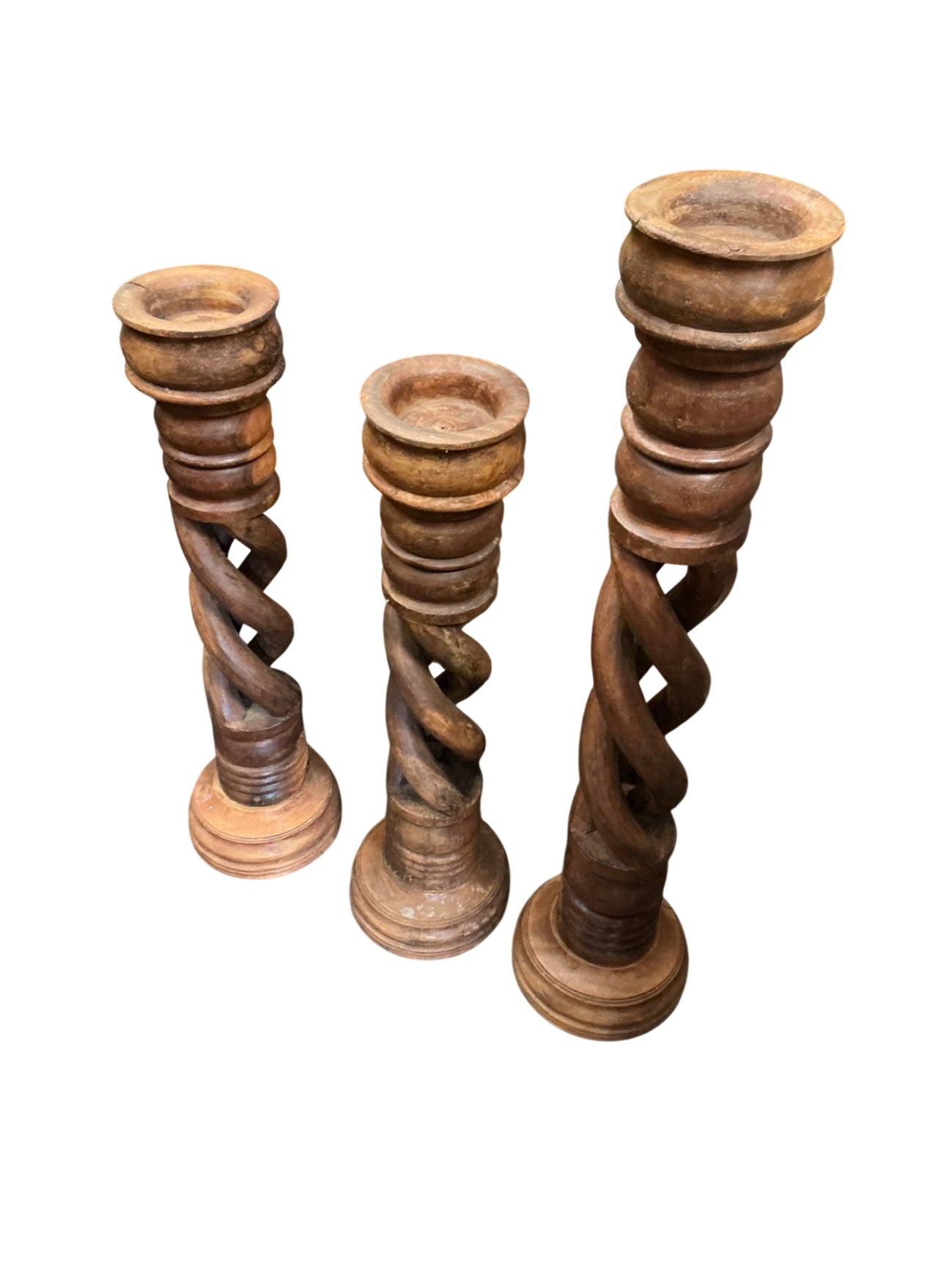 Rajasthan Wooden Candle Stand  (set of 3)