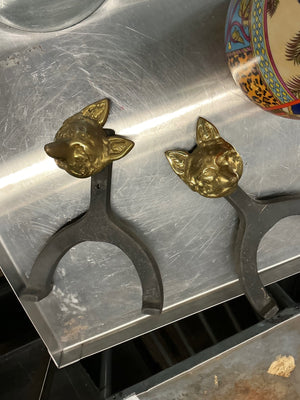 Vintage Cast Iron Brass Foxes (pair)