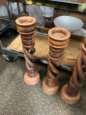 Rajasthan Wooden Candle Stand  (set of 3)
