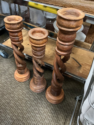 Rajasthan Wooden Candle Stand  (set of 3)
