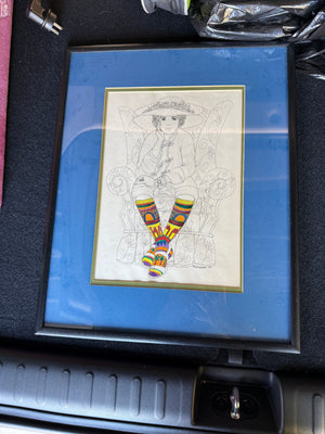 Girl in Armchair with Rainbow Socks "Lynn Richardson" 16.5 x21.75